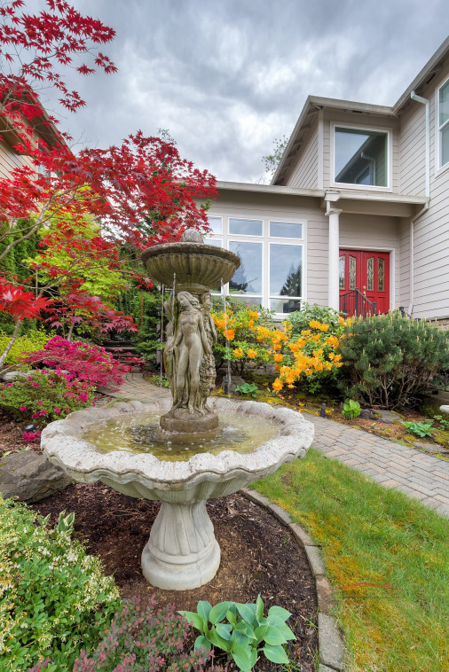 Water Fountain on Frontyard of Home
